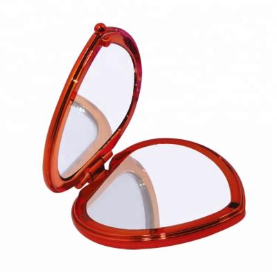 China Creative Heart Shape Compact Gift Pocket Magnifying Cosmetic Mirror for sale