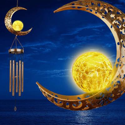 China Calendars Wind Chimes, Moon Crackle Glass Ball Solar Wind Chimes with Amazing Deep Tone Outside Garden Decor for Spiritual Gifts Wholesale for sale