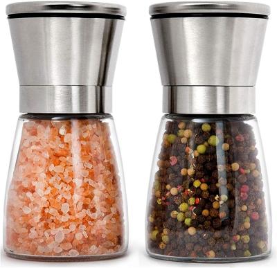 China Europe Premium Stainless Steel Salt and Pepper Grinder Set of 2 - Adjustable Ceramic Sea Salt Grinder and Pepper Grinder - Glass Salt for sale