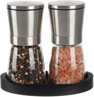 China Europe Ceramic Salt and Pepper Grinder Set Adjustable Coarseness Pepper Mill Salt Grinder with Rubber Base Kitchen Cooking Salt for sale