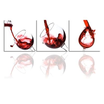 China Modern Canvas Wall Prints, Modern 3 Panels Red Wine Cup Wall Decor Kitchen Dining Room 3 Pcs 12