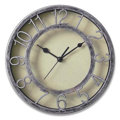 China 8inch Style Antique Silver Silent Wall Clock Non-ticking Wholesale Non-ticking for sale