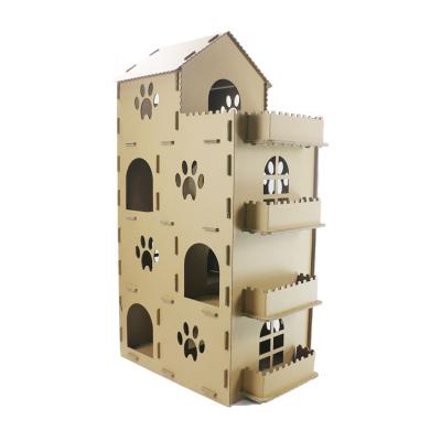 China Breathable 2021 New Design Indoor Cat House For Pet Cat Play Cardboard Cat House for sale