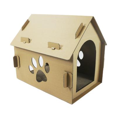 China Corrugated Cardboard Cat House Breathable Cat Scratcher House Paper Cat for sale