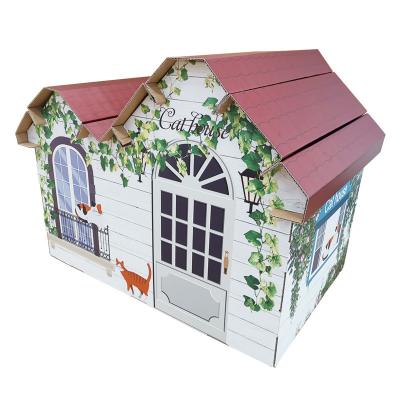 China 2021 New Design Breathable American Country Paper Pastoral Style Cat Scratcher House and Cat House for sale