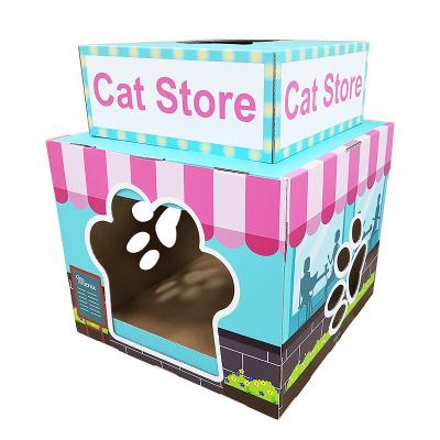 China 2021 Breathable New Cat Play House Modeling Of The Supermarket Cat Scratcher House And Paper Cat House for sale