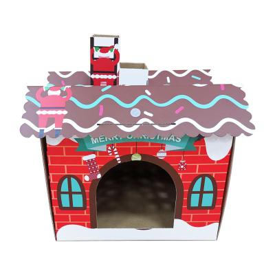 China Small Breathable Indoor Red Snow House Corrugated Cardboard Cat House Paper Cat House for sale