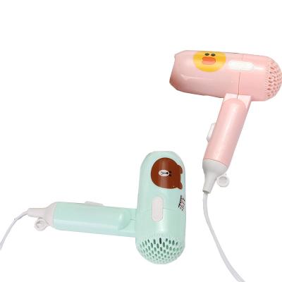 China Cute Cartoon Ionic Mini Student Hostel Negative Ion Portable Hot /Cold Wind Foldable Moving Hair Dryer With Air Collecting Spout for sale