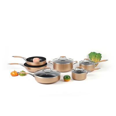 China Durable Aluminum Pan Set Nonstick Casserole Frying Pan Frying Pan Wok Set With Lid for sale