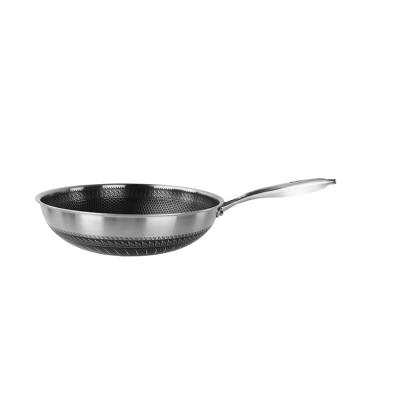 China Factory Direct Sustainable Healthy Cookware Axa Non-Stick Wok Best Price Double Wok Stainless Steel Induction Wok Etching Pan for sale