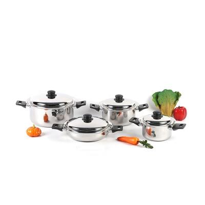 China Sustainable Kitchenware 4pcs Stainless Steel Casserole Cookware Set In Color Box Package for sale