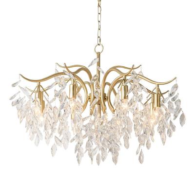 China American hotel classic village style pendant lamp leaf shape crystal lamp for villa hotel bedroom decorative lighting for sale