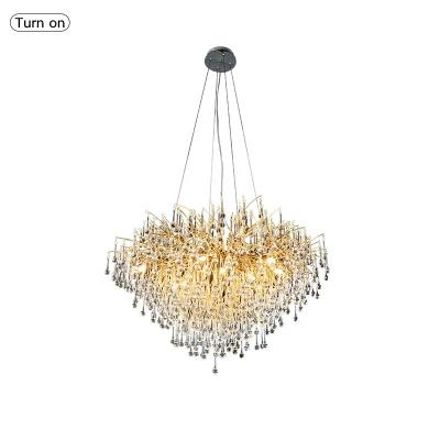 China 2021 Modern Most Fashionable Chandelier Water Drop Glass Pendant Lamp Light For Villa Bedroom for sale