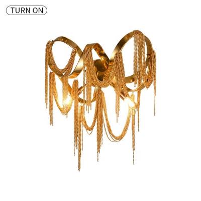 China Lighting Gold Wall Lamp Hotel Decorative Energy Saving Aluminum Nordic Wall Lamp Luxury Lamp For Villa Led Light Hot Sale Led Tassels Light Lighting for sale