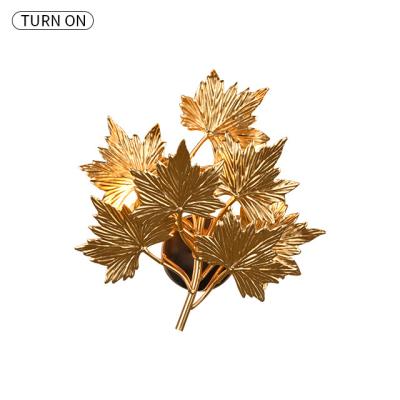 China Nordic hotel lamp decoration lamp wall lamp villa gold canadian maple leaf led wall lamp for villa for sale