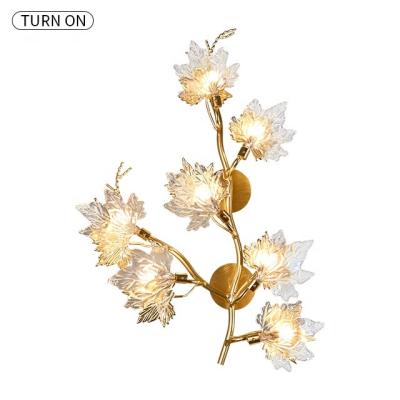 China Modern Wall Lamp Maple Shaped Chandelier Lamp Luxury Decoration Led Lamp For Luxury Night Club Modern Gold Light for sale