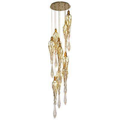 China American country hotel lobby villa stair decoration pendant light crystal chandelier lamp custom ligting chandelier lamp for Bedroom for sale