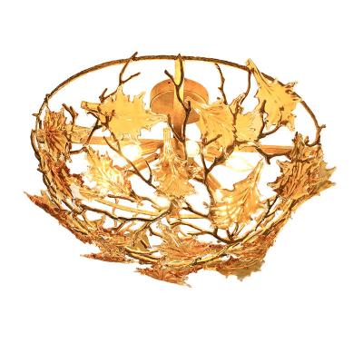 China Vintage Mordern Ceiling Lamp Brass and Luxury Decorative Chandelier Hotel Room Ceiling Lamp Chandelier Maple Pendant Lamp for sale