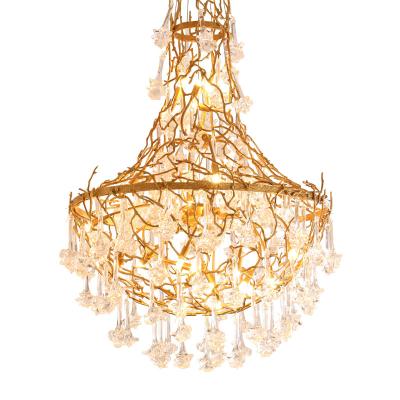 China Post modern hotel crystal pendant lamp large post modern crystal chandelier living room lamp villa hall custom all branch copper leak for sale