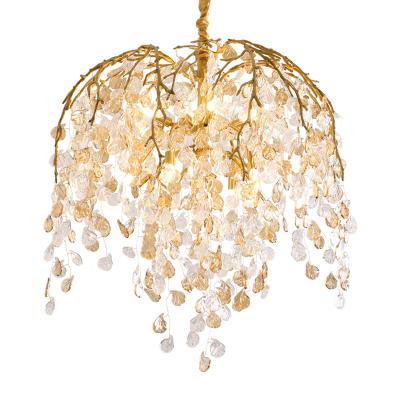 China Hearshape Luxury Crystal Chandelier Lamps Home Decor Pendant Lights All Copper Pendant Lamp For Villa Bedroom for sale