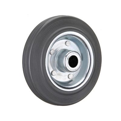 China Industrial Single Wheel Factory Product EN12531 Light Duty Steel Rim 3 4 5 6 8 10 Inch Roller Bearing Gray Rubber Wheel For Hand Trolley for sale