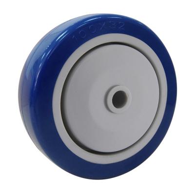 China Single Wheel 5% Off Manufacturer Products PU Wheel 75mm 100mm 125mm Precision Ball Bearing Blue Wheel For Hand Trolley for sale