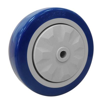 China Factory Single Top Rated Products Blue Wheel PU On Wheel PP Wheel 75mm 100mm 125mm Precision Ball Bearing For Hand Trolley for sale