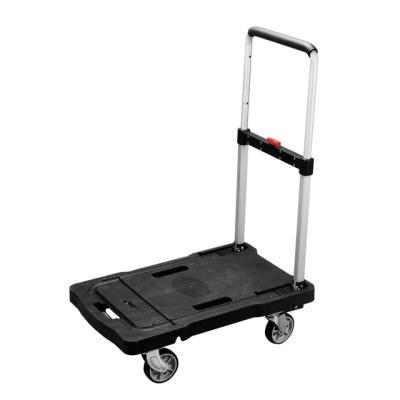 China Factory 150kg 200kg foldable plastic plaform hand cart with telescoping handle and wheels for sale