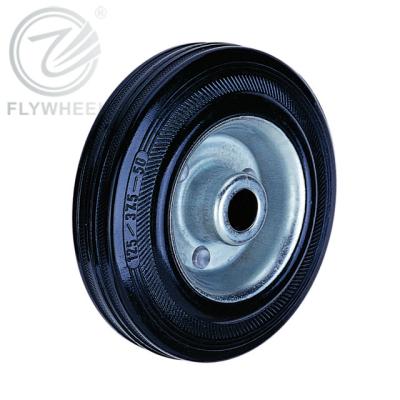 China Sigle Wheel 11 Core Steel Black Rubber Caster Wheels 100mm 125mm 160mm 200mm Caster Wheel for sale