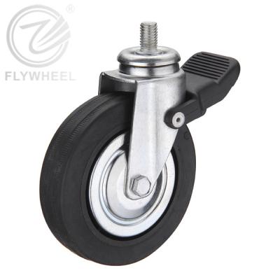 China Brake 80mm/95mm Rod Rear Brake PVC Caster European Type Light Duty Threaded Wheel 50kg for sale