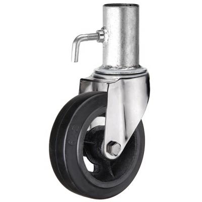 China Mold On 11 Rubber Mold On Pipe Scaffold Swivel Caster Rubber Hollow Wheel for sale