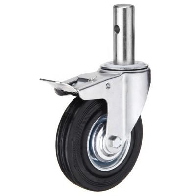 China 11 Rod Industrial Rubber Scaffolding Rubber Swivel Caster With Double Brake for sale