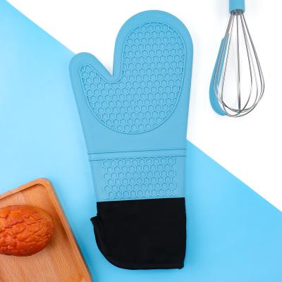 China Series Outdoor Accessories Grill Cook Cotton Liner Non-slip Silicone Cooking Oven Mitts 250 Degree Heat Resistant Gloves for sale