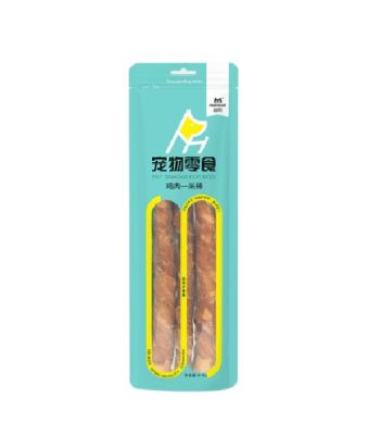 China Viable Chicken Wrapped Rawhide 30cm Bun Dog Treat Sticks 2021 High Protein Safety Soothing Dog Treats for sale