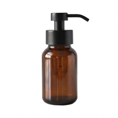 China Personal Care Detergent Empty Soap Glass Foaming Pump Bottles 250ml Amber Shampoo Face Hand Wash for sale