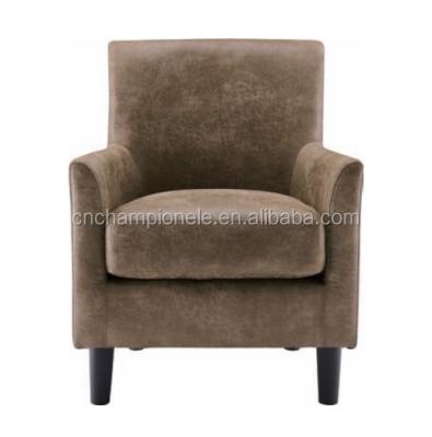 China Antique Vintage Suede Armchair Lounge Leisure Chair With Wooden Legs for sale