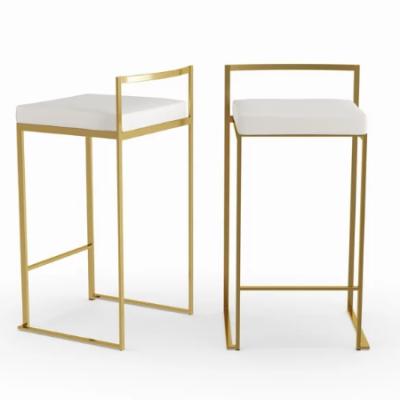 China Gold Plated Modern Stackable Counter Stool Low Back Bar Stool for sale