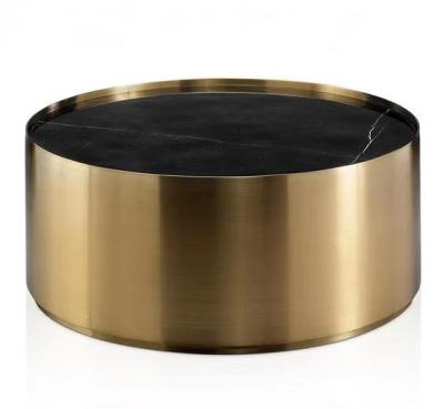 China Durable Italian Round Black Marble Rotating Living Room Coffee Table for sale