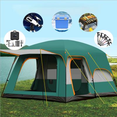 China Large Portable Two-chamber Super Double-layer Thickened 5-8 People Outdoor Camping Tent Family Waterproof for sale