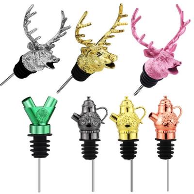 China Viable Factory Existing Mold Various Animals 3D Male Head Shape Deer Animal Pourer Wine Pourers for sale