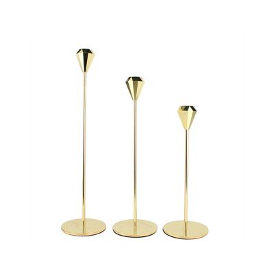 China Classic set of 3 modern decorative gold metal candle holders for wedding for sale