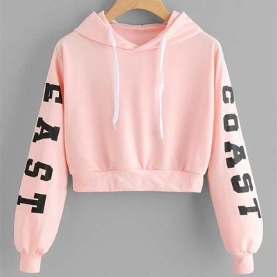 China High Quality Pink Breathable Logo Printing Sweatshirt Casual Plain Custom Trend Cropped Female Hoodies for sale