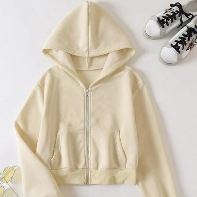 China Factory Direct Breathable Women's High Quality Custom Logo Tops Sweatshirts Casual Zipper Crop Hoodie for sale