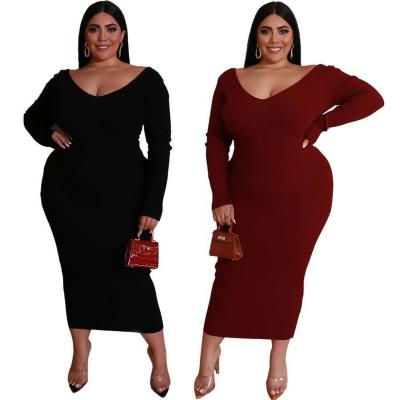 China Wholesale High Quality Anti-Static Bodycon Customized Private Label Plus Size Women's Dresses 4Xl 5Xl 6Xl 7Xl for sale