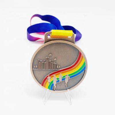 China Custom Europe Metal 3D Winner Medal Engraved Blank Gold Sport Race Medal With Sublimation Ribbon for sale