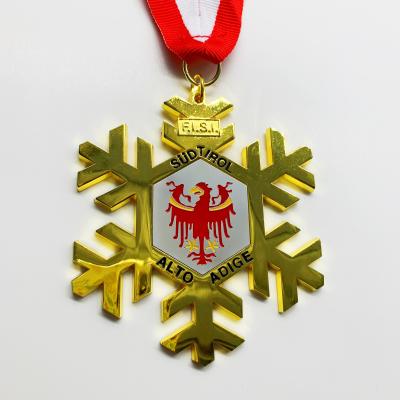 China Europe snowflake souvenir 3d medal cut carnival sport molding medal customized medal with ribbon for sale