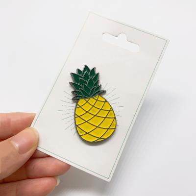 China Cute Cartoon Pineapple Europe Soft 3D Enamel Pin Engraved Black Nickel High Polished Custom Enamel Lapel Pin for sale