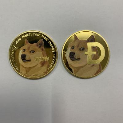 China Europe Gold Plated Cryptocurrency Dog To Moon Dogecoin Physical Souvenir Coins for sale