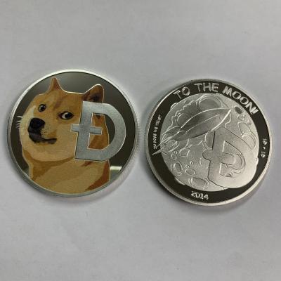 China Europe Gold Plated Dogecoin to Physical Memorial Cute Dog Moon Souvenir Collectible Coins for sale