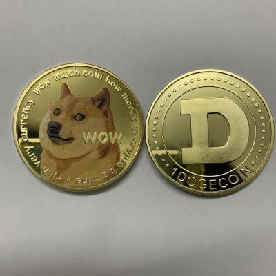 China Europe Gold Money Plated Colorful Dogecoin Souvenir Coins Cute Dog Year Collectible Coins for sale